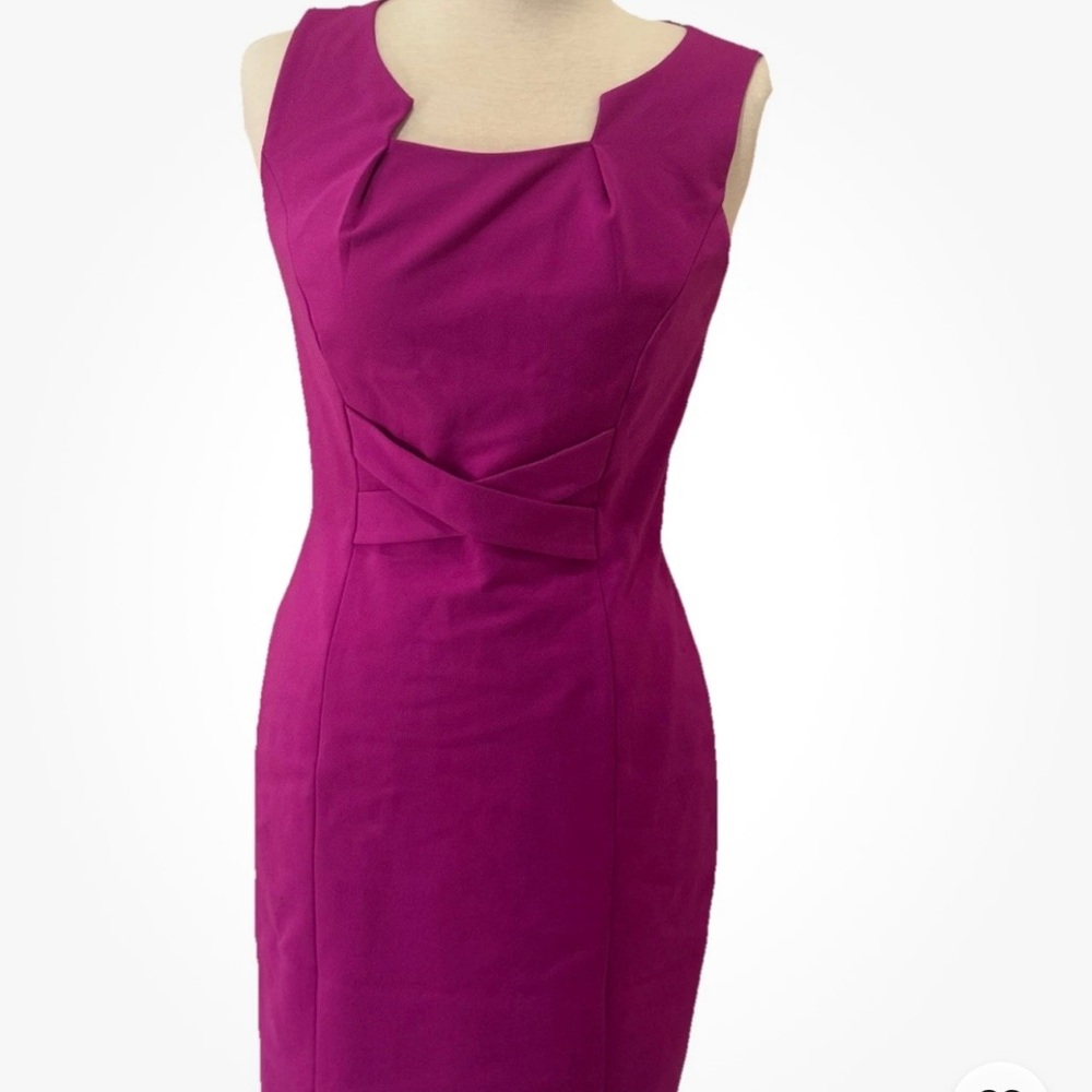 ANTONIO MELANI Magenta Sleeveless Midi Sheath Dress